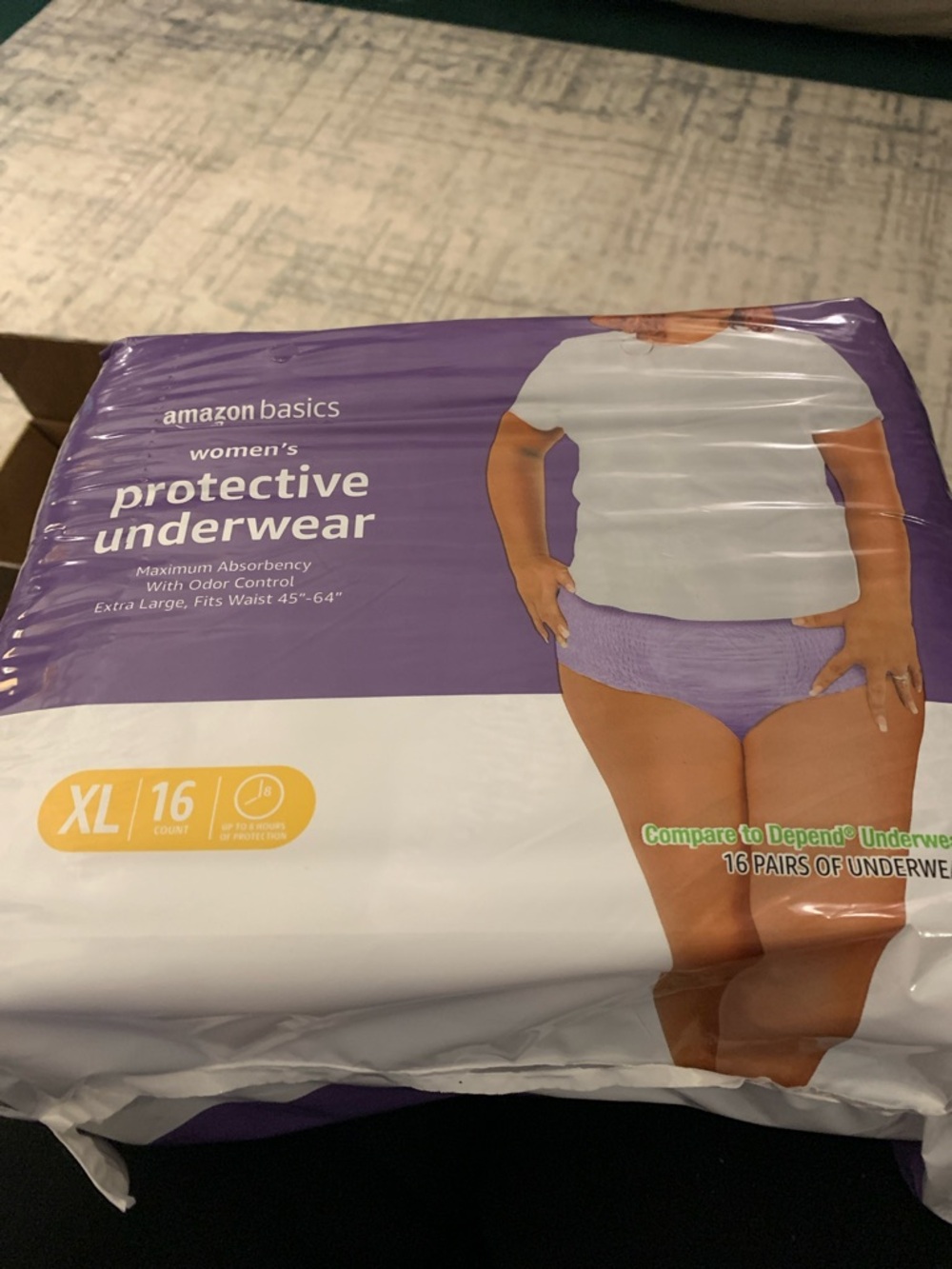 Amazon Basics Women's Protective Underwear - Purple, XL (16 Count)